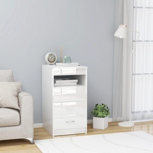 vidaXL, vidaXL Sideboard mit Schubladen Hochglanz-Weiß 40×50×76 cm Spanplatte