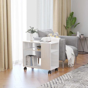 vidaXL, vidaXL Beistelltisch Hochglanz-Weiß 70 x 35 x 55 cm Spanplatte, VidaXL - Couchtisch holzwerkstoff, One Size, Weiss
