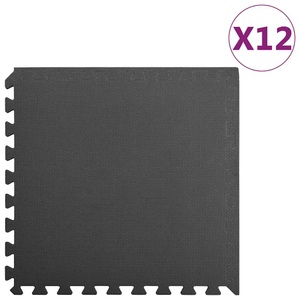 Diverse Hardware, Puzzle-Bodenmatten 12 Stk. 4,32 ? EVA-Schaum Schwarz
