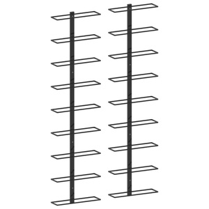 vidaXL, vidaXL Wand-Weinregale für 18 Flaschen 2 Stk. Schwarz Eisen, vidaXL Wand-Weinregale für 18 Flaschen 2 Stk. Schwarz Eisen