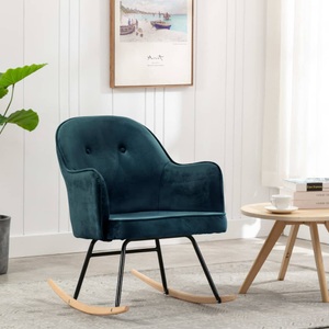 vidaXL, vidaXL Schaukelstuhl Blau Samt