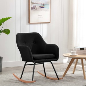 vidaXL, vidaXL Schaukelstuhl Schwarz Stoff, vidaXL Schaukelstuhl Schwarz Stoff