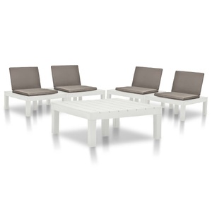 vidaXL, vidaXL 5-tlg. Garten-Lounge-Set Kunststoff Weiß, 