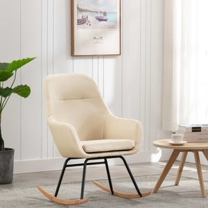 vidaXL, vidaXL Schaukelstuhl Creme Stoff, 