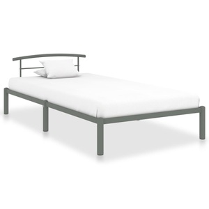 vidaXL, vidaXL Bettgestell Grau Metall 90x200 cm, vidaXL Bettgestell Grau Metall 90x200 cm