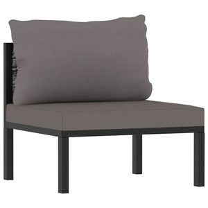 vidaXL, vidaXL Sofa-Mittelelement mit Kissen Poly Rattan Anthrazit, vidaXL Sofa-Mittelelement mit Kissen Poly Rattan Anthrazit