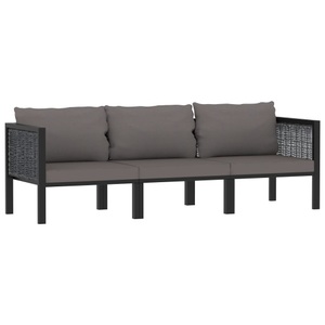 vidaXL, vidaXL 3-Sitzer-Sofa mit Auflage Anthrazit Poly Rattan