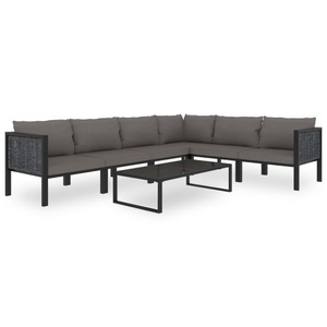 vidaXL, vidaXL 7-tlg. Garten-Lounge-Set mit Auflagen Poly Rattan Anthrazit