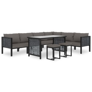vidaXL, vidaXL 9-tlg. Garten-Lounge-Set mit Auflagen Poly Rattan Anthrazit