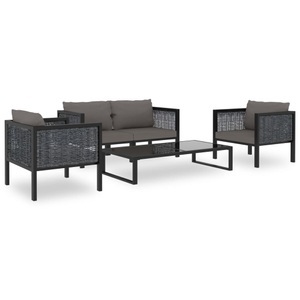 vidaXL, vidaXL 5-tlg. Garten-Lounge-Set mit Auflagen Poly Rattan Anthrazit