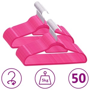 vidaXL, vidaXL 50 Stk. Kleiderbügel-Set Anti-Rutsch Rosa Samt, 