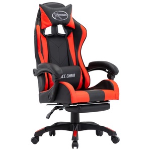 vidaXL, vidaXL Gaming-Stuhl mit Fußstütze Rot und Schwarz Kunstleder