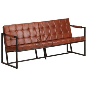 vidaXL, vidaXL 3-Sitzer-Sofa Braun Echtes Ziegenleder, vidaXL 3-Sitzer-Sofa Braun Echtes Ziegenleder