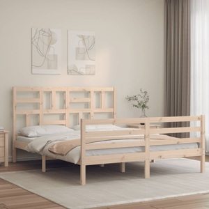 vidaXL, vidaXL Massivholzbett mit Kopfteil 160x200 cm