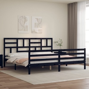vidaXL, vidaXL Massivholzbett mit Kopfteil Schwarz 200x200 cm