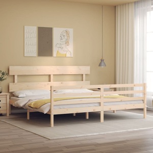 vidaXL, vidaXL Massivholzbett mit Kopfteil 6FT Super King, vidaXL Massivholzbett mit Kopfteil