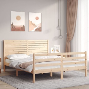 vidaXL, vidaXL Massivholzbett mit Kopfteil 160x200 cm