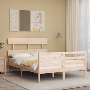 vidaXL, vidaXL Massivholzbett mit Kopfteil 4FT Small Double