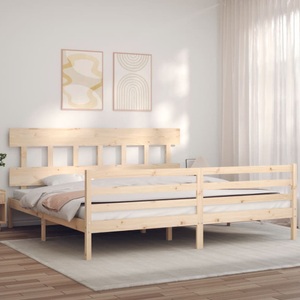 vidaXL, vidaXL Massivholzbett mit Kopfteil 6FT Super King, vidaXL Massivholzbett mit Kopfteil