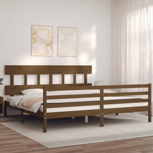 vidaXL, vidaXL Massivholzbett mit Kopfteil Honigbraun 200x200 cm, vidaXL Massivholzbett mit Kopfteil Honigbraun 200x200 cm
