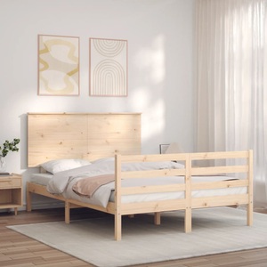 vidaXL, vidaXL Massivholzbett mit Kopfteil 120x200 cm