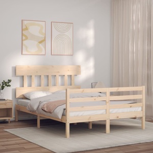 vidaXL, vidaXL Massivholzbett mit Kopfteil 4FT6 Double
