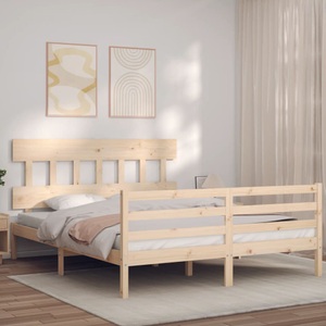 vidaXL Massivholzbett mit Kopfteil 5FT King Size