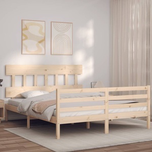 vidaXL, vidaXL Massivholzbett mit Kopfteil 160x200 cm, vidaXL Massivholzbett mit Kopfteil 160x200 cm
