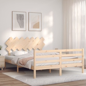 vidaXL, vidaXL Massivholzbett mit Kopfteil 5FT King Size