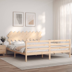 vidaXL, vidaXL Massivholzbett mit Kopfteil 6FT Super King