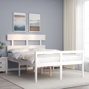 vidaXL Massivholzbett mit Kopfteil Weiß 4FT Small Double