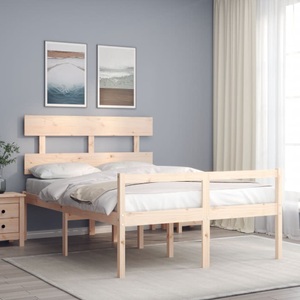 vidaXL Massivholzbett mit Kopfteil 4FT6 Double