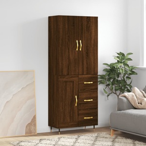 vidaXL, vidaXL Highboard Braun Eichen-Optik 69,5x34x180 cm Holzwerkstoff, 