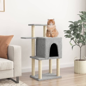 vidaXL, vidaXL Kratzbaum mit Sisal-Kratzsäulen Hellgrau 97 cm, vidaXL Kratzbaum mit Sisal-Kratzsäulen Hellgrau 97 cm