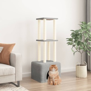 vidaXL, vidaXL Kratzbaum mit Sisal-Kratzsäulen Hellgrau 133,5 cm, vidaXL Kratzbaum mit Sisal-Kratzsäulen Hellgrau 133,5 cm