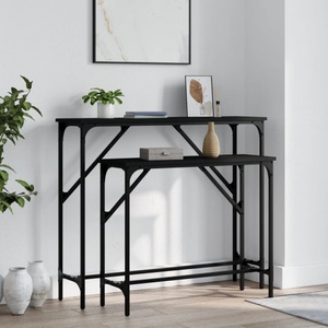 vidaXL, vidaXL Konsolentische 2 Stk. Schwarz Holzwerkstoff, vidaXL Konsolentische 2 Stk. Schwarz Holzwerkstoff