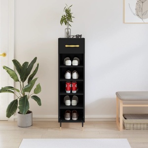 vidaXL, vidaXL Schuhschrank Schwarz 30x35x105 cm Holzwerkstoff