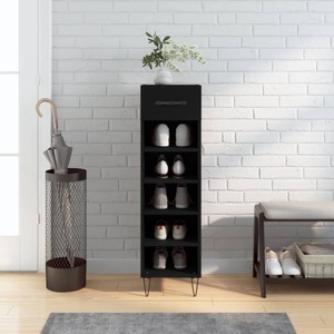 vidaXL, vidaXL Schuhschrank Schwarz 30x35x105 cm Holzwerkstoff