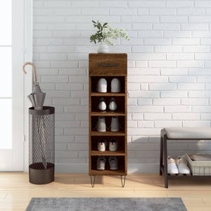 vidaXL, vidaXL Schuhschrank Braun Eichen-Optik 30x35x105 cm Holzwerkstoff, vidaXL Schuhschrank Braun Eichen-Optik 30x35x105 cm Holzwerkstoff