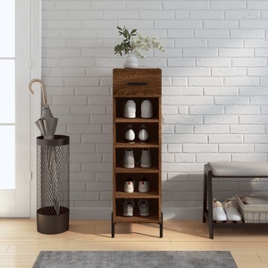 vidaXL, vidaXL Schuhschrank Braun Eichen-Optik 30x35x105 cm Holzwerkstoff, vidaXL Schuhschrank Braun Eichen-Optik 30x35x105 cm Holzwerkstoff