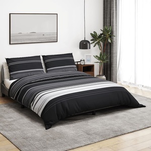 vidaXL, vidaXL Bettwäsche-Set Schwarz und Weiß 140x200 cm Baumwolle, vidaXL Bettwäsche-Set Schwarz und Weiß 140x200 cm Baumwolle