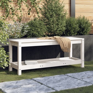 vidaXL, vidaXL Gartenbank Weiß 108x35x45 cm Massivholz Kiefer, vidaXL Gartenbank Weiß 108x35x45 cm Massivholz Kiefer