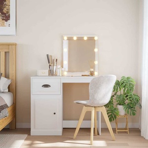 vidaXL, vidaXL Schminktisch mit LED-Leuchten Weiß 90x42x132,5 cm