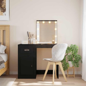vidaXL, vidaXL Schminktisch mit LED-Leuchten Schwarz 90x42x132,5 cm