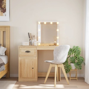 vidaXL, vidaXL Schminktisch mit LED-Leuchten Sonoma-Eiche 90x42x132,5 cm, vidaXL Schminktisch mit LED-Leuchten Sonoma-Eiche 90x42x132,5 cm