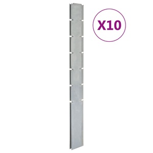 vidaXL, vidaXL Zaunpfosten 10 Stk. Silbern 180 cm Verzinkter Stahl, vidaXL Zaunpfosten 10 Stk. Silbern 180 cm Verzinkter Stahl