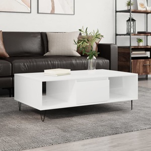 vidaXL, vidaXL Couchtisch Hochglanz-Weiß 104x60x35 cm Holzwerkstoff