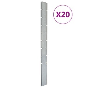 vidaXL, vidaXL Zaunpfosten 20 Stk. Silbern 220 cm Verzinkter Stahl, vidaXL Zaunpfosten 20 Stk. Silbern 220 cm Verzinkter Stahl