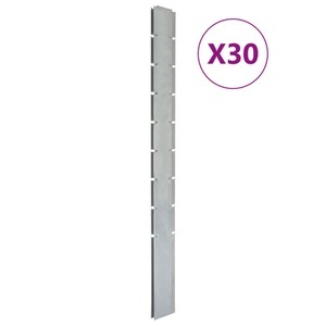 vidaXL, vidaXL Zaunpfosten 30 Stk. Silbern 220 cm Verzinkter Stahl, vidaXL Zaunpfosten 30 Stk. Silbern 220 cm Verzinkter Stahl