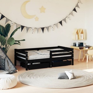 vidaXL, vidaXL Kinderbett mit Schubladen Schwarz 70x140 cm Massivholz Kiefer, 